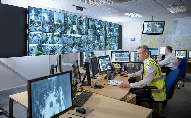 Monitoring room with video wall