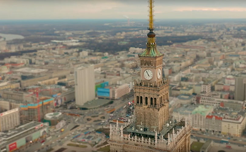 View over Warsaw city centre with the Palace of Culture and Science in the foreground