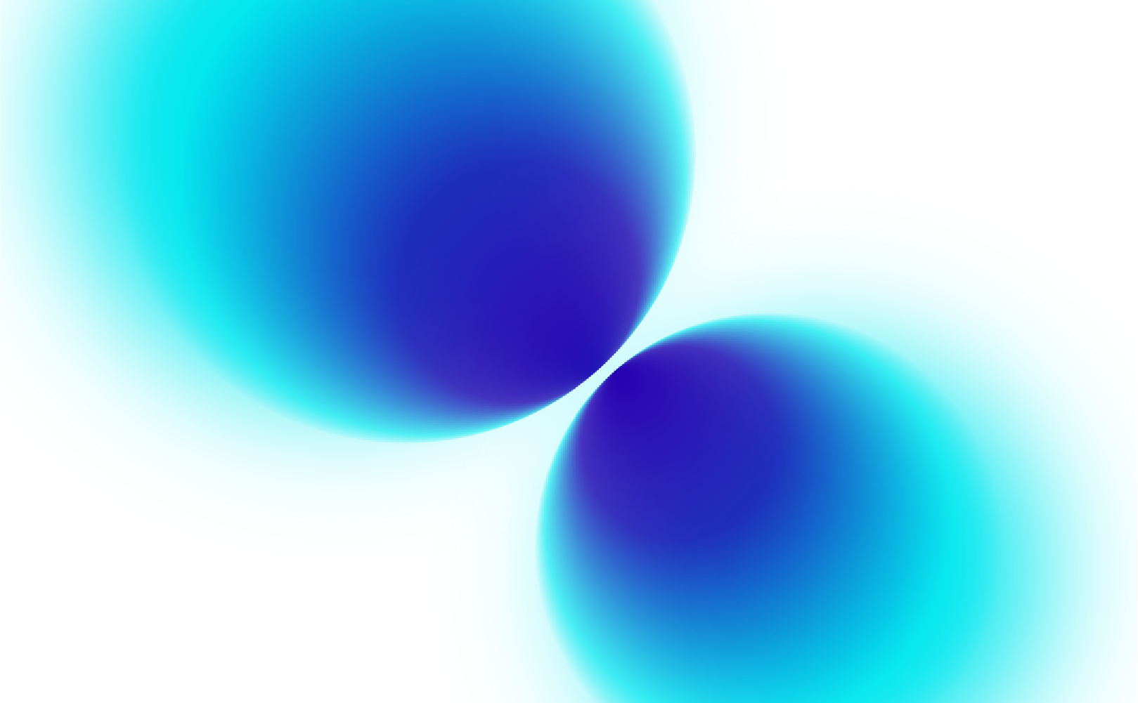 A soft abstract graphic featuring overlapping circular forms with smooth gradients transitioning from blue to cyan on a white background.