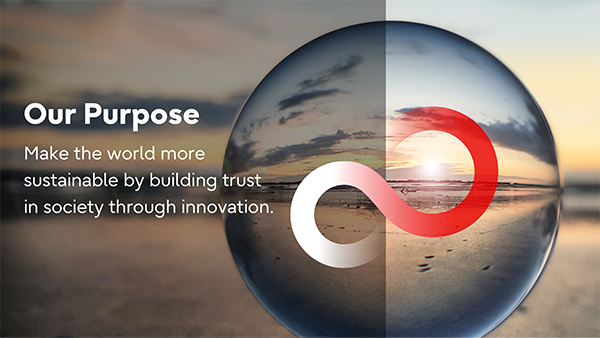 Image of Fujitsu Group's purpose: "to make the world more sustainable by building trust in society through innovation"