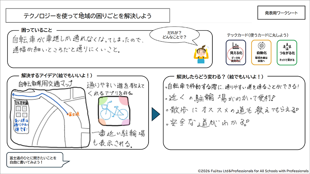 子どもたちが作成したワークシートの例