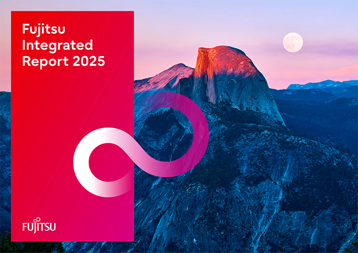 PDF thumbnails of Fujitsu Integrated Report 2025