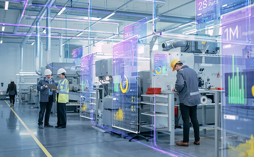 How: A factory that displays information about the site digitally