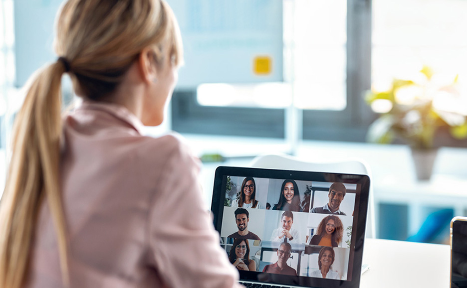 Woman on a video call.