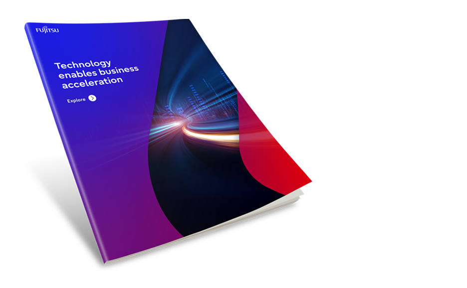 PDF brochure cover for 'Technology enables business acceleration'.