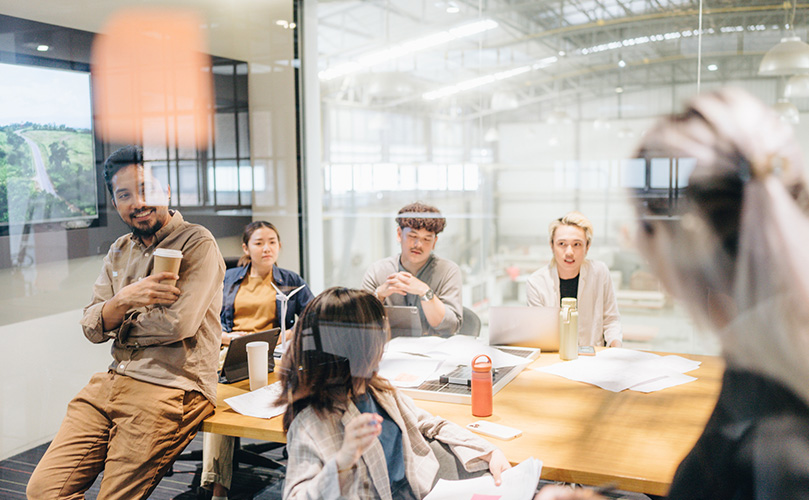 Offices of multinational companies in meetings