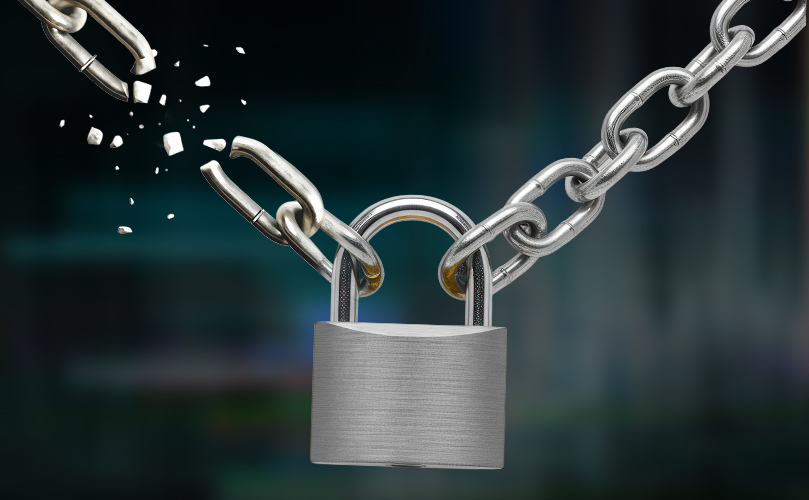 Image of a chained lock depicting supply chain