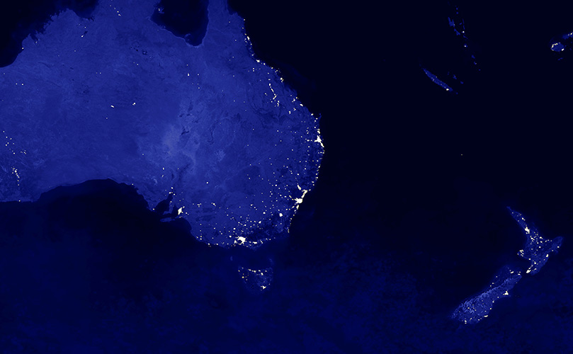 Map of Australia and New Zealand