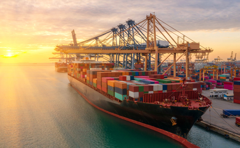 International shipping and container port