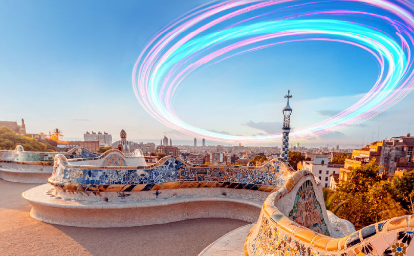 バルセロナの展望スポットと光のエフェクト