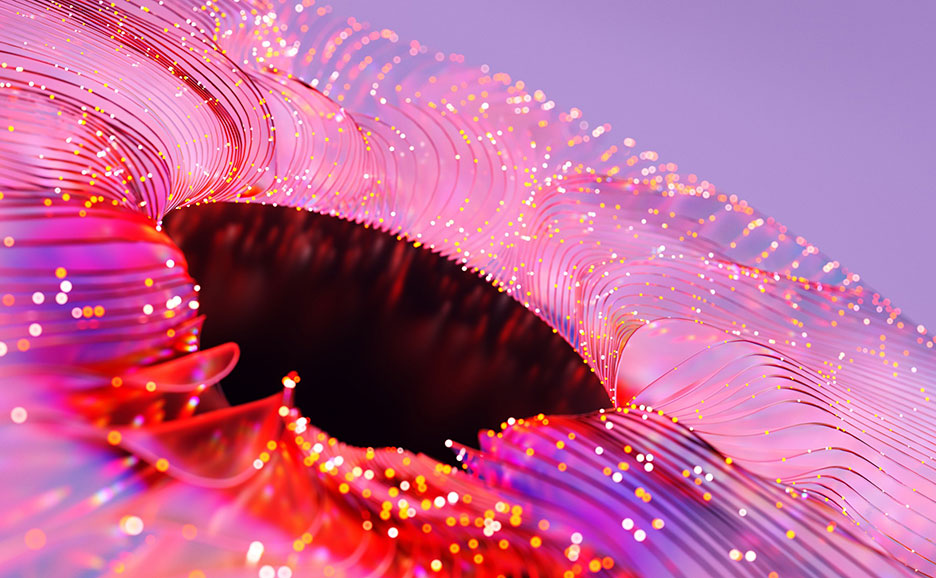 A close-up view of a flower showcasing its vibrant red center