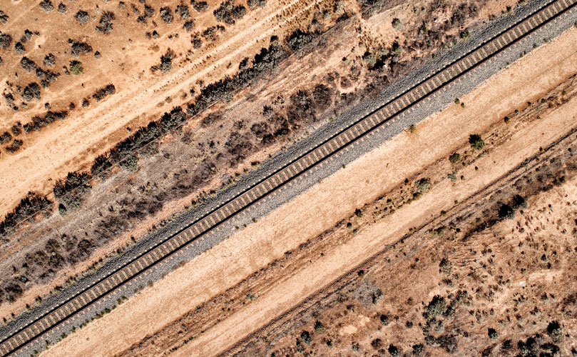 A shot from above of a rail road