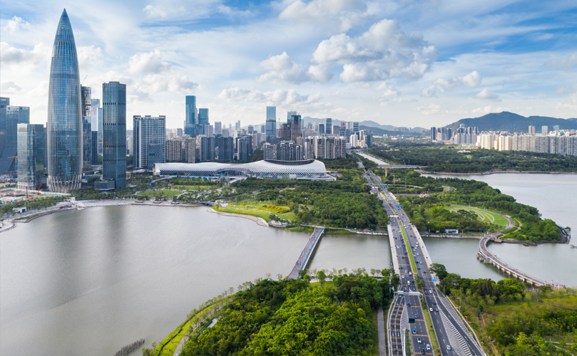 A skyline of a modern city at daytime