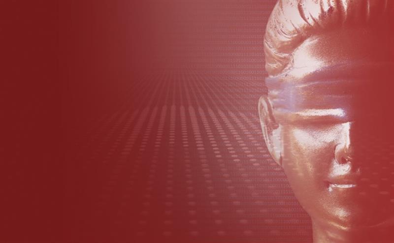 A woman's head against a vibrant red background, showcasing her features and expression.