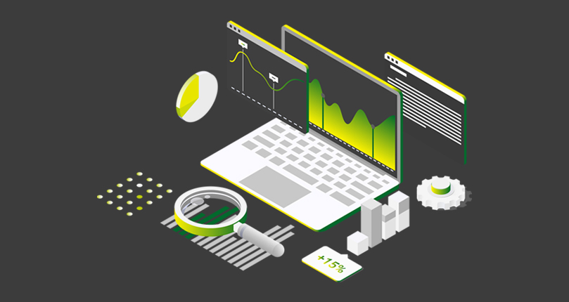 An illustration of a graph displayed on a laptop screen.