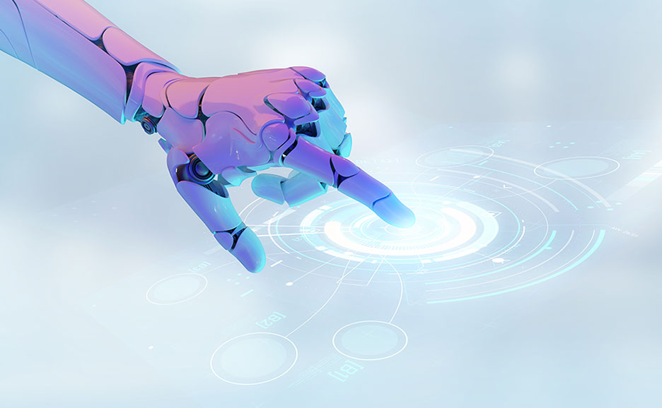 A robot's fingertip touching an interface