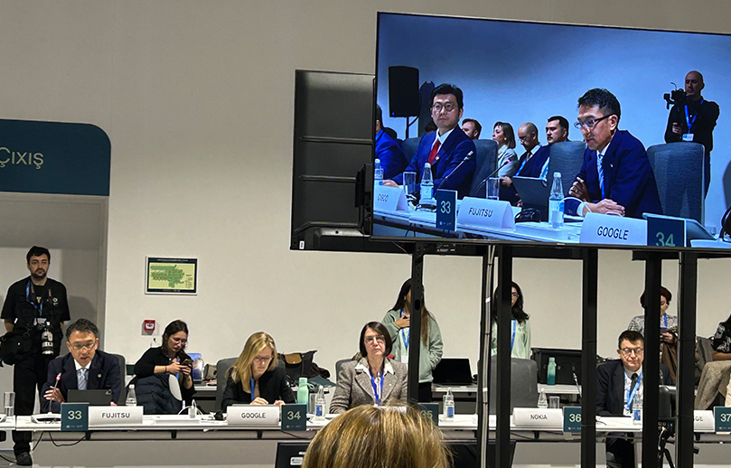 Fujitsu's Takashi Yamanishi CSSO participating in a high-level round table held by ITU
