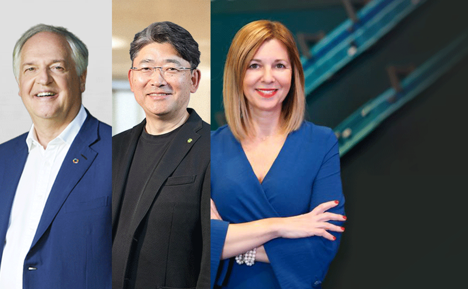 Paul Polman, former CEO of Unilever, and Shin Shuda and Laura Bonamici of Fujitsu.