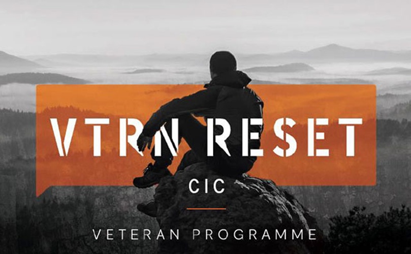 Image featuring the phrase "vtrn reset cic veteran programme" prominently displayed in a modern font.
