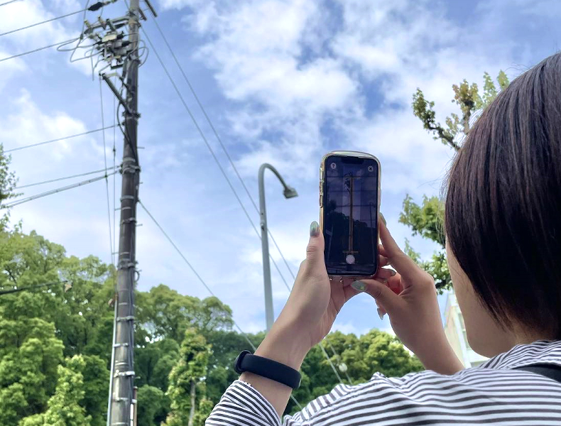 市民参加型イベント「電柱聖戦 in 中部」における電柱写真撮影風景