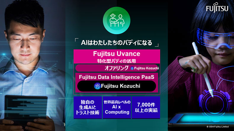 「AIはわたしたち(人間)のバディとなる」と説明するスライド画像