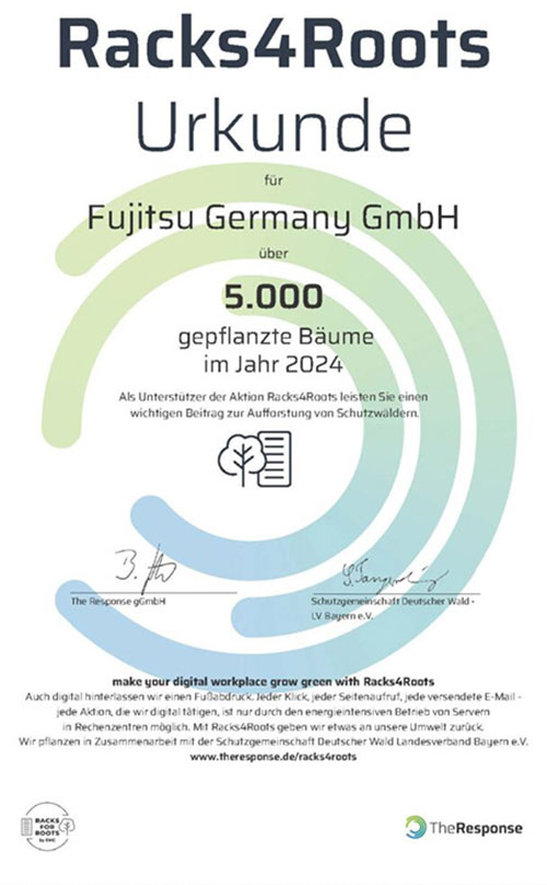 Urkunde: 5.000 Bäume für Racks4Roots