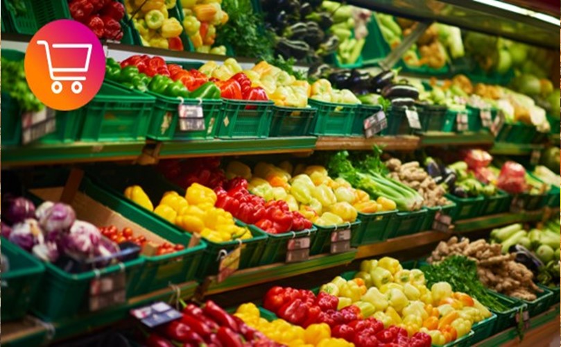 fresh vegetables in a supermarket shelf
