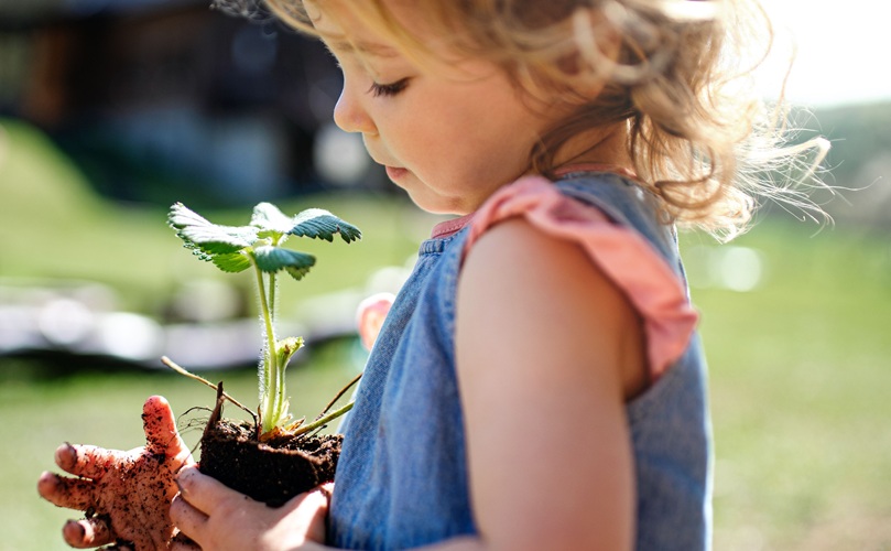 little girl gardening.