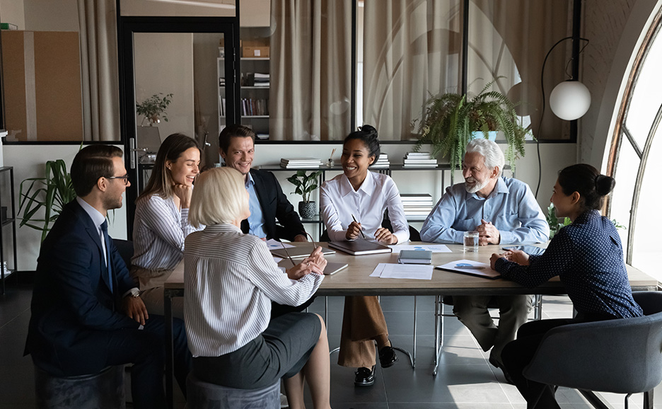 Project members having a meeting in anoffice