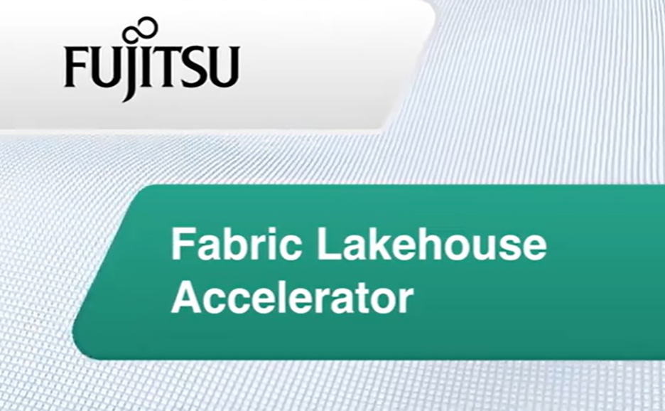 Visual representation of the Fabric Lakehouse Accelerator, showcasing a sleek logo with vibrant blue and green elements.