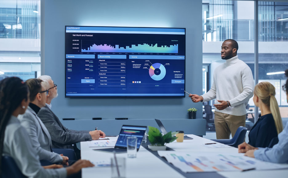 A man explaining value of well integrated system for enterprise.