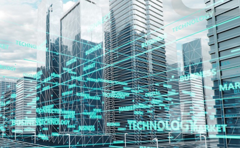 A futuristic city surrounded by cutting-edge technology, highlighting a harmonious integration of urban life and innovation.