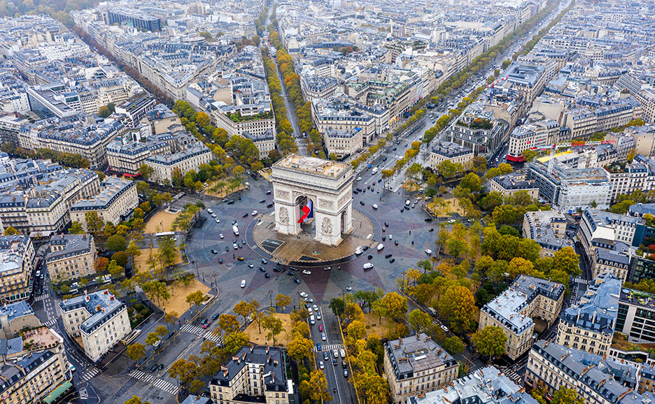 パリの街を空撮した画像