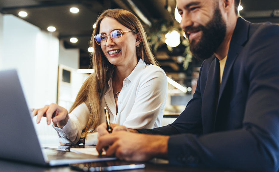 A man and a woman running process improvement cycle