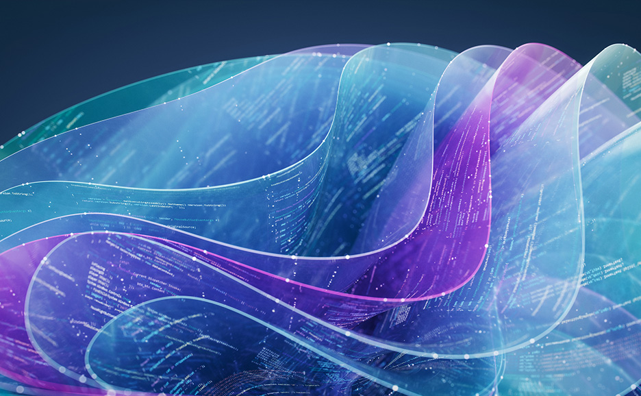 Abstract wavy layers with flowing code