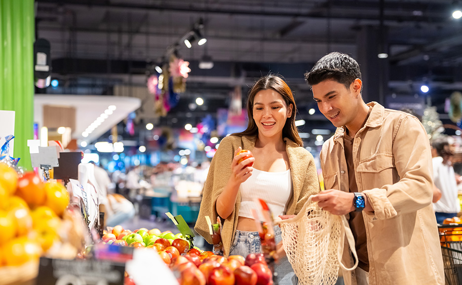 Men and women shopping