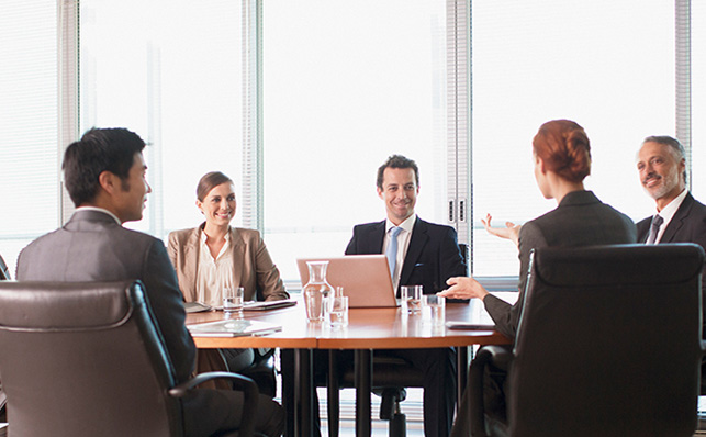 Businessmen gathering in the meeting room