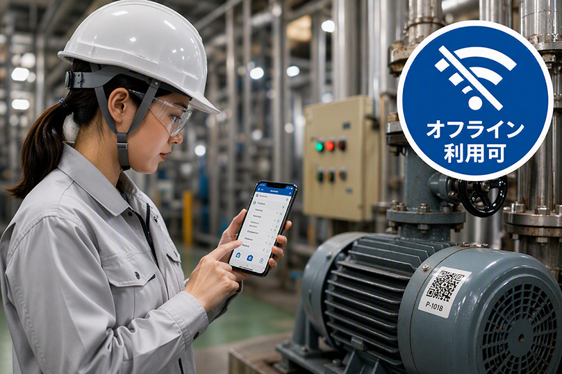設備保全アプリのオフライン利用イメージ