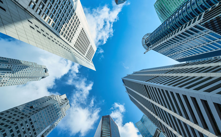 high-rise building, business district