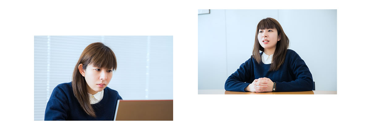 職場とインタビューの様子