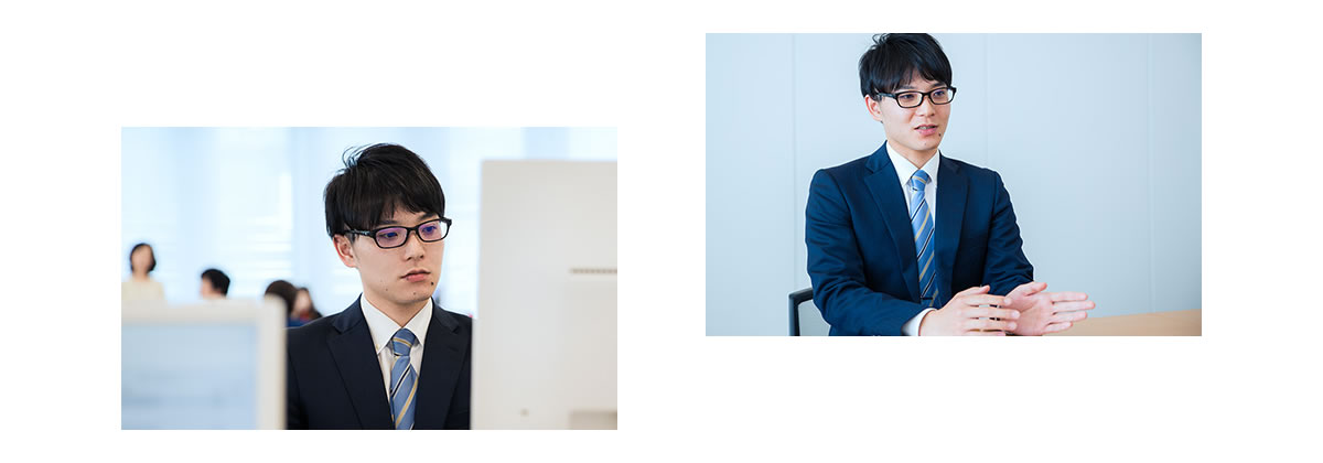 職場とインタビューの様子