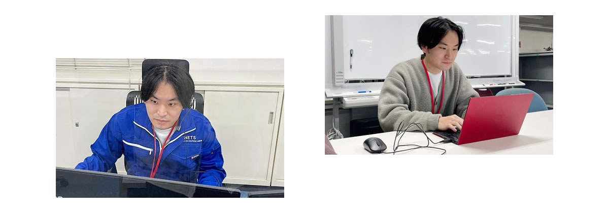 職場とインタビューの様子