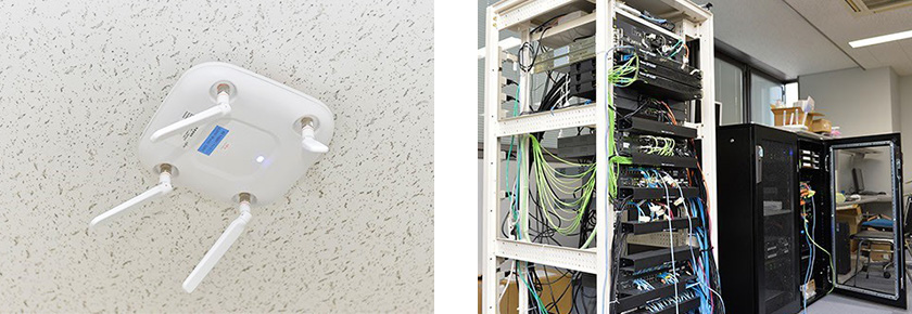 本部の無線LAN端末と本部の外部接続用ネットワークサーバ