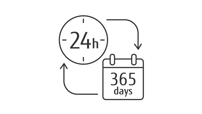 24時間365日の連続稼働が表現されたアイコン