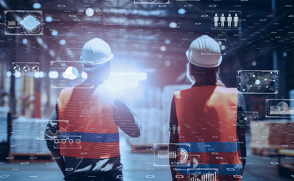 産業用IoT環境における水平統合のシステムアーキテクチャ図。バリューチェーン全体を横断する連携が示されています。