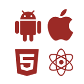 A group of red logos