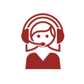 A red icon of a person with a headset