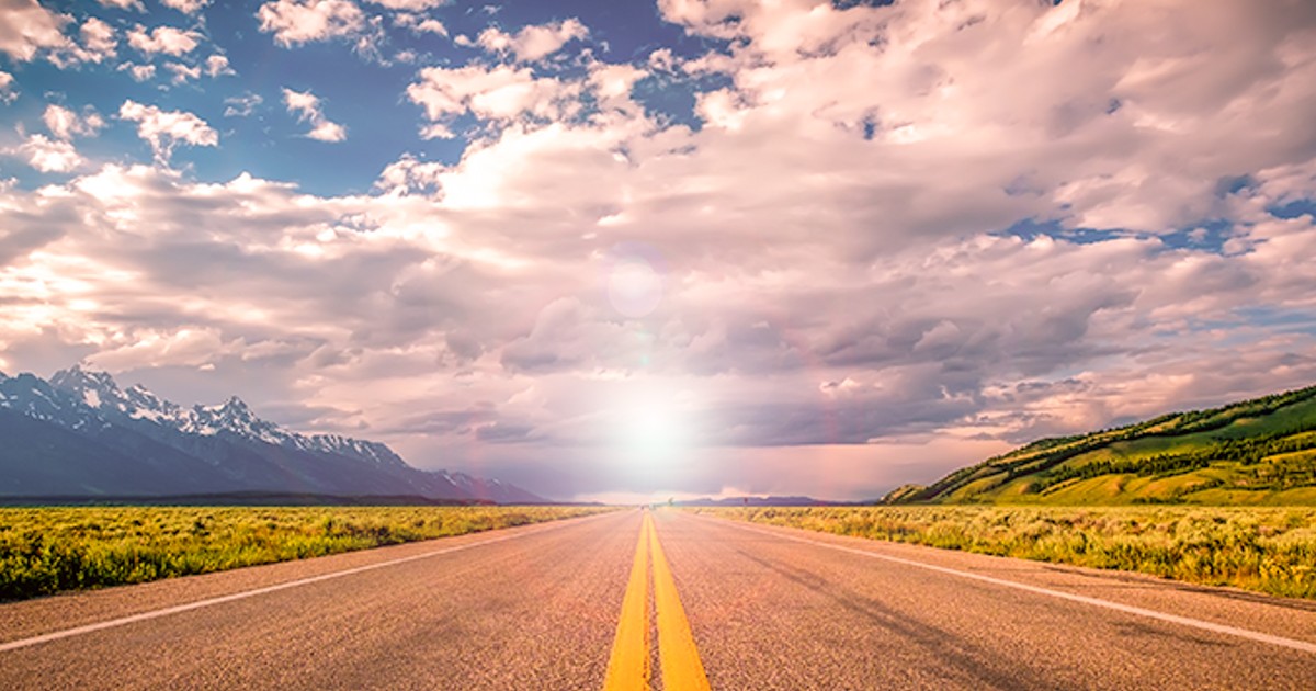 A road stretching straight to the horizon.