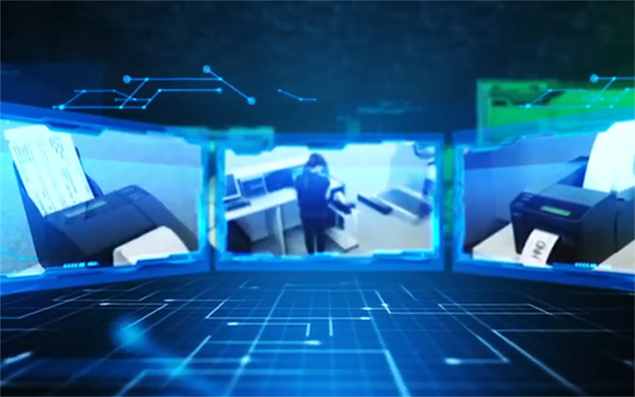 Three video thumbnails floating in a virtual space