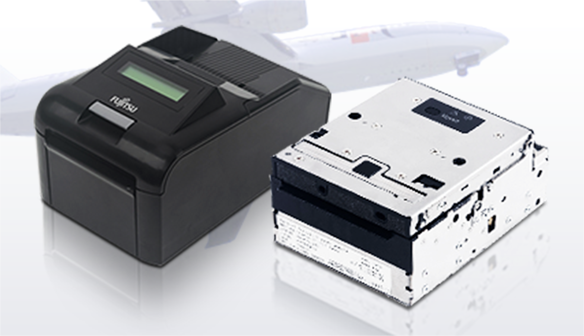 Product image of Fujitsu Printer floating against an aircraft